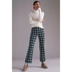 Anthropologie Maeve Margot Kick Flare Cropped Knit Pull On Trousers Pants Red XS